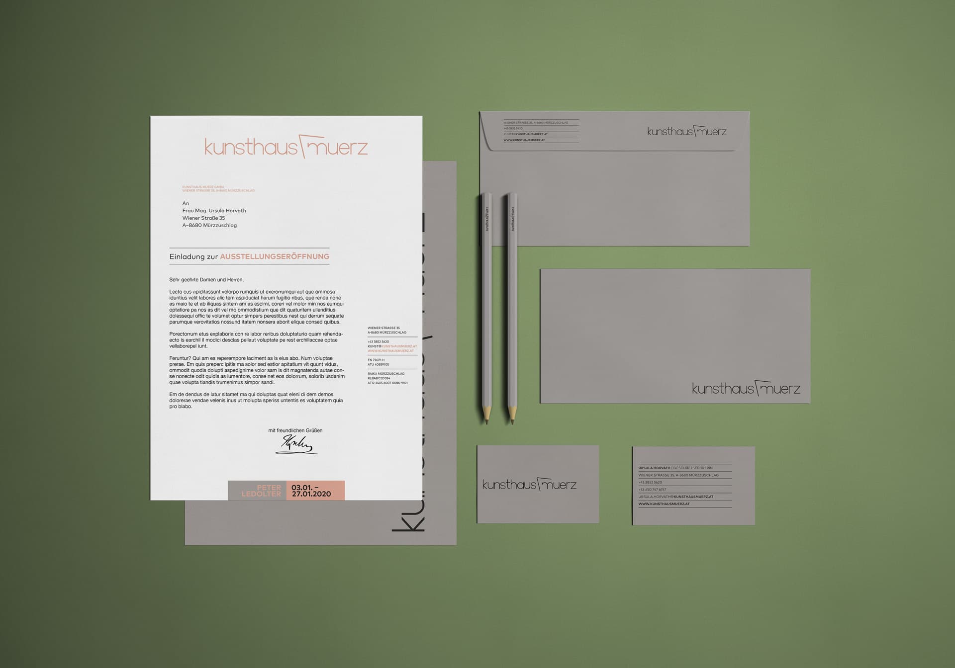 kunsthaus muerz Corporate Identity Stationery JDSdesign